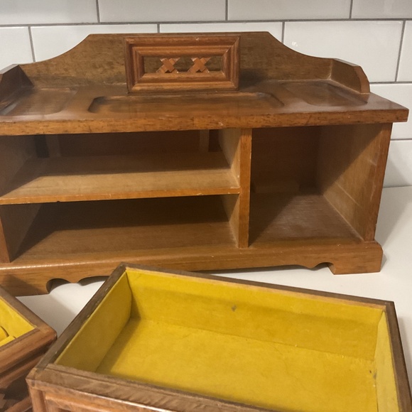 VTG Large Wood Velvet Lined Jewellery Box - Picture 9 of 11